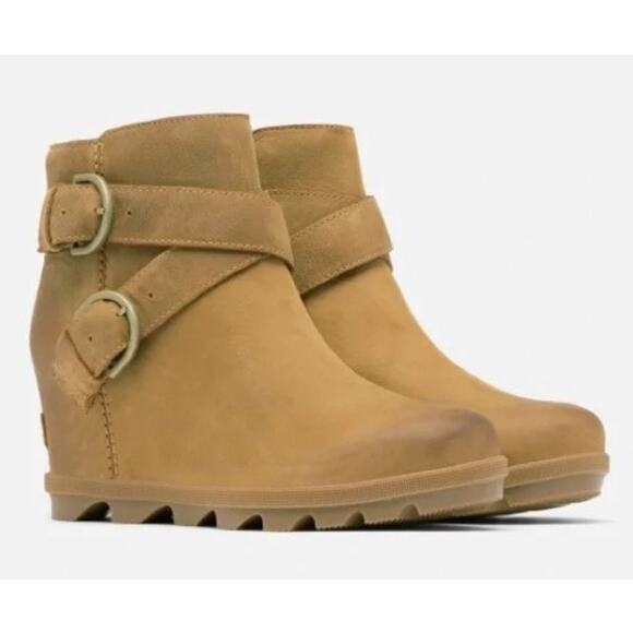 Sorel Women's Joan Of Arctic™ Wedge II Buckle Bootie WP Tan Leather Size 12 NWOB - Picture 1 of 14